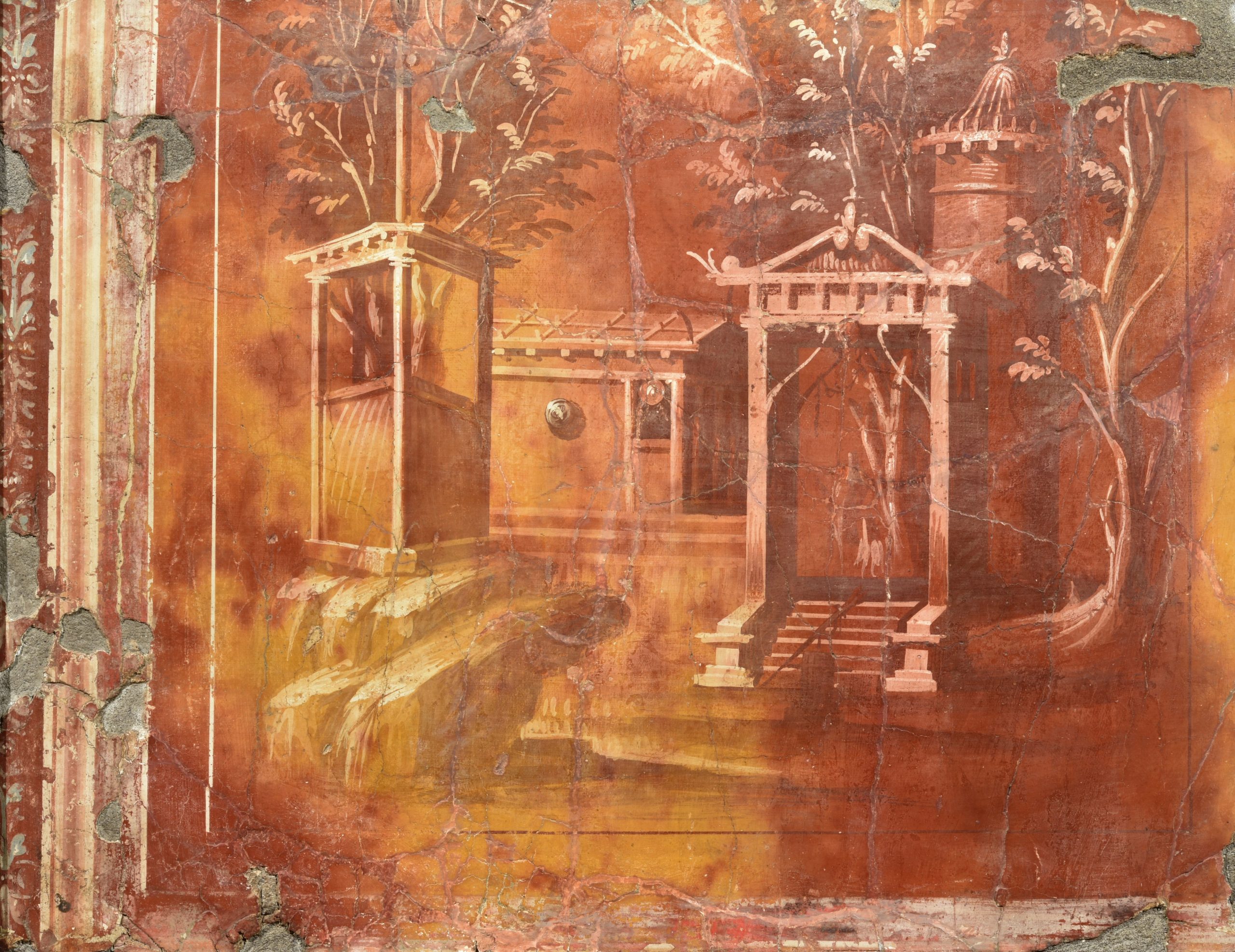 Paesaggio idilliaco sacrale Ercolano, Villa dei Papiri, atrio, ala (d) Affresco, 56 x 84 cm MANN, inv. 9423 I secolo a.C. - II stile