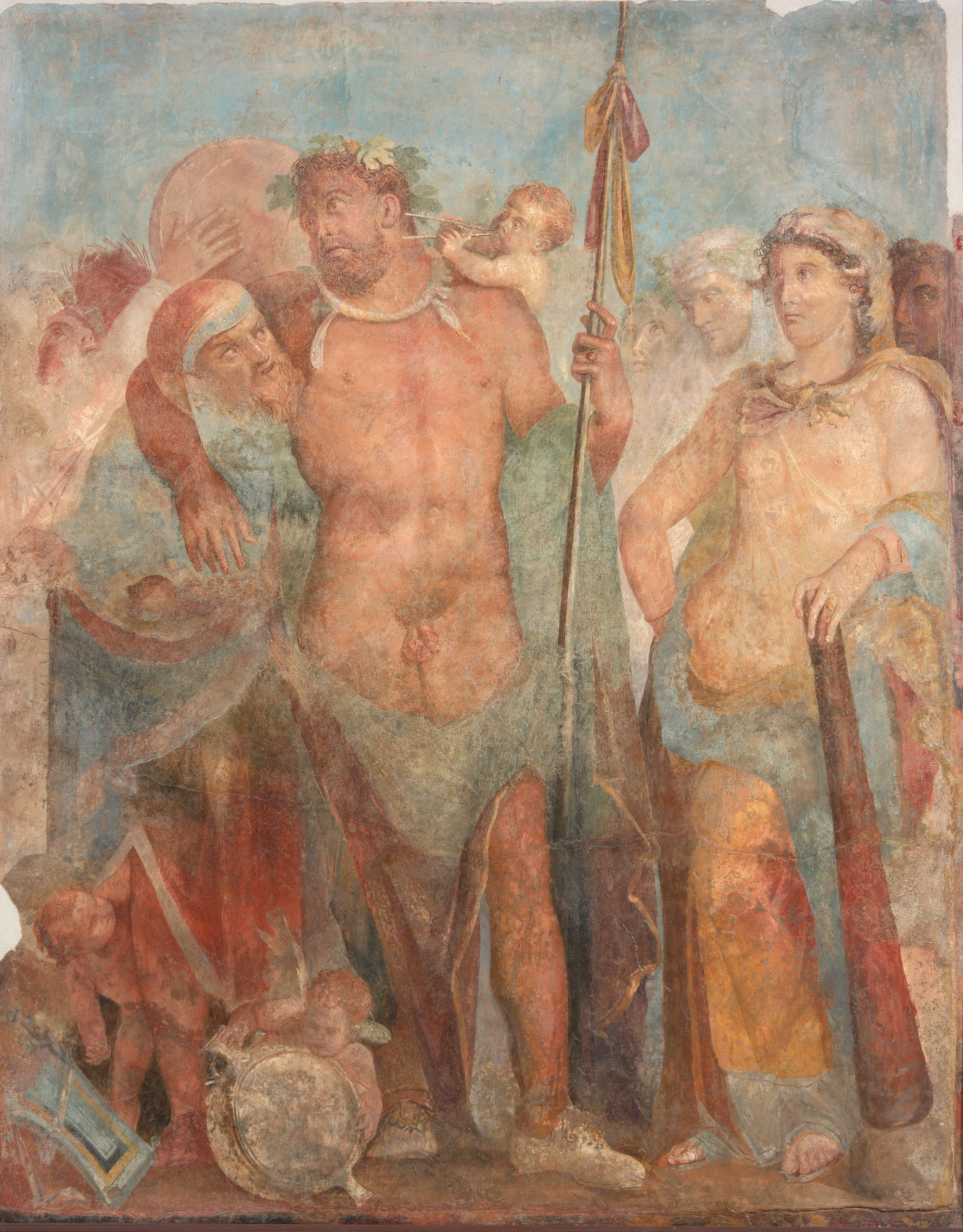 Ercole e Onfale Pompei, IX, 3, 5, Casa di Marco Lucrezio, triclinio 16, parete est, sezione centrale, dipinto Fresco, 195 x 155 cm MANN, inv. 8992 I secolo d.C. - IV stile