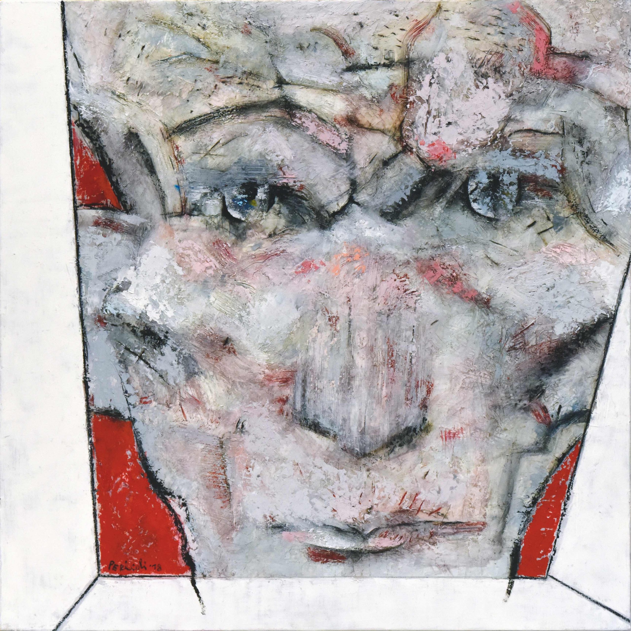 Tullio Pericoli. . Samuel Beckett, 2018 Olio su tela, 55 x 55 cm