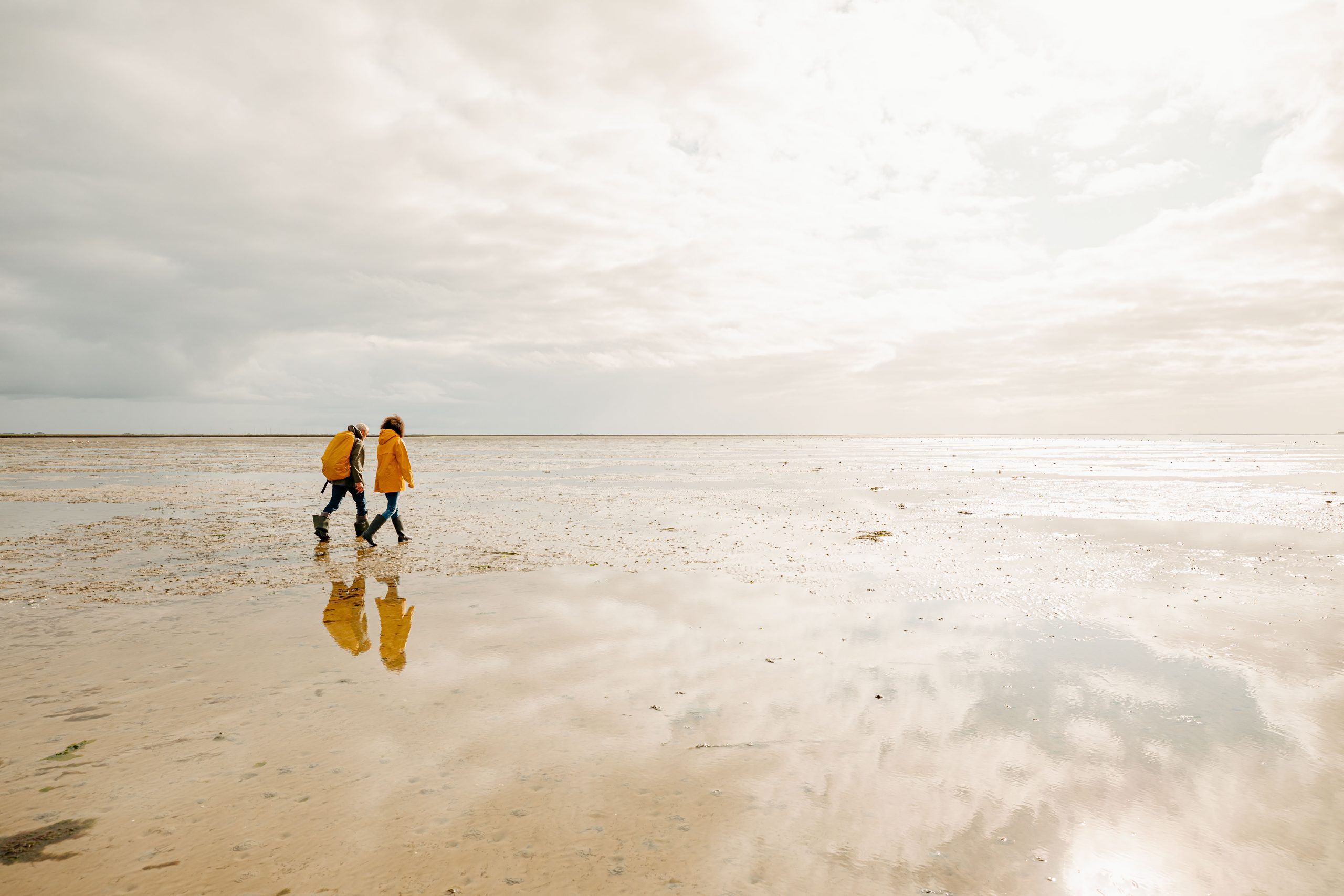 Dagebüll: una turista e una guida in una passeggiata sul mare di WAdden.. GNTB/ph. Julia Nimke