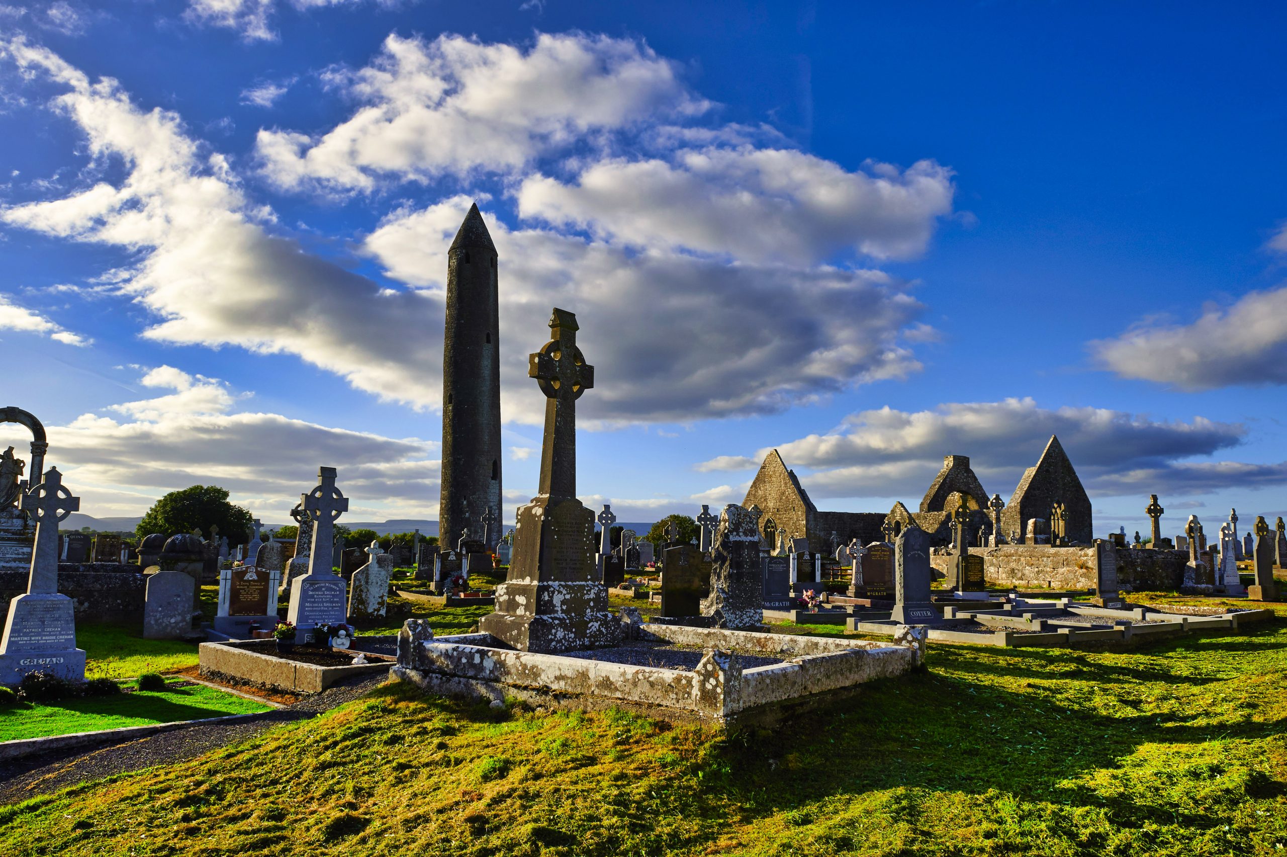 Ireland, County Galway, Kilmacduagh Monastery Ruins