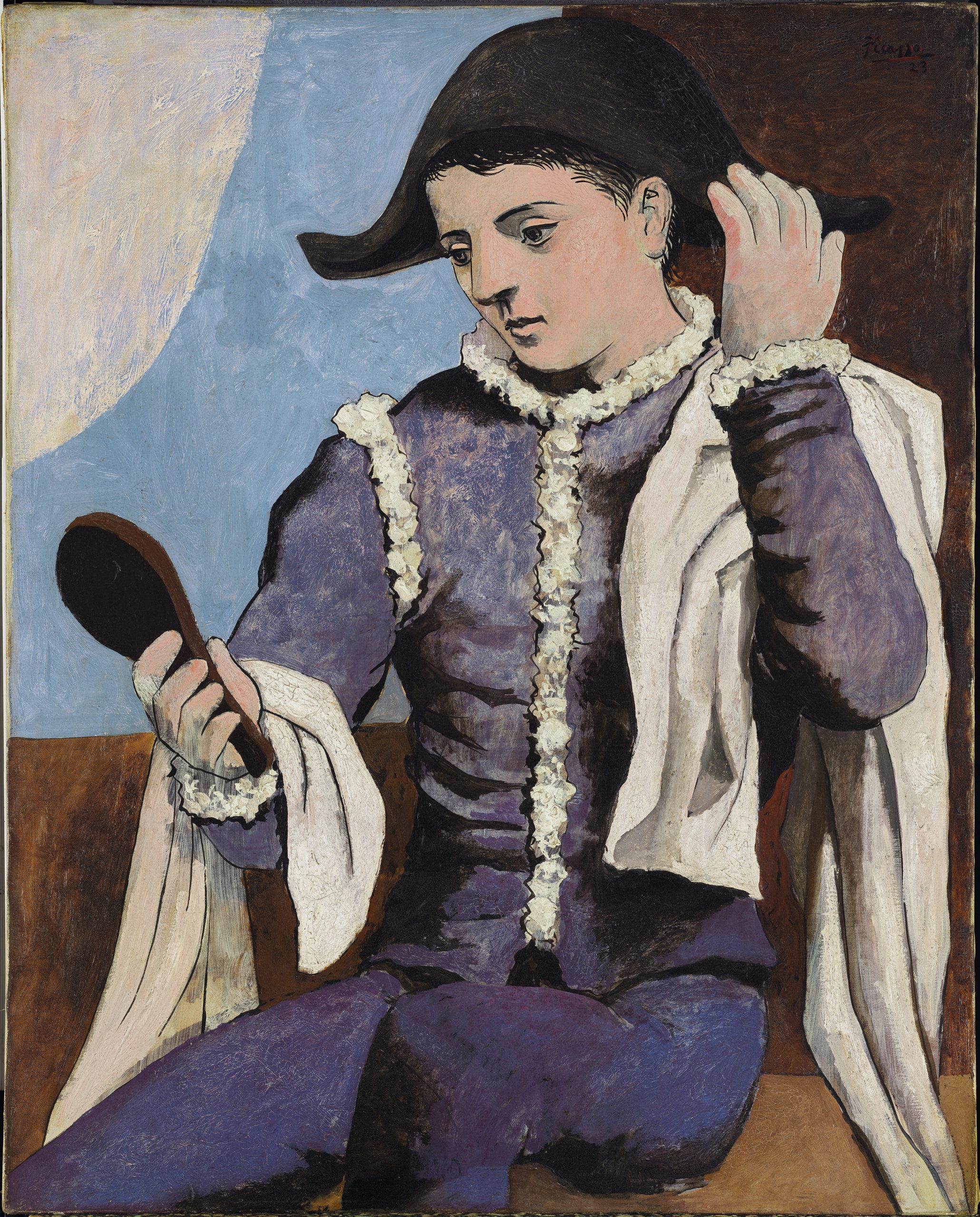 Pablo Picasso. Arlequín con espejo, 1923. (Harlequin with a Mirror). Óleo sobre lienzo, 100 x 81 cm / Oil on canvas Museo Nacional ThyssenBornemisza, Madrid
