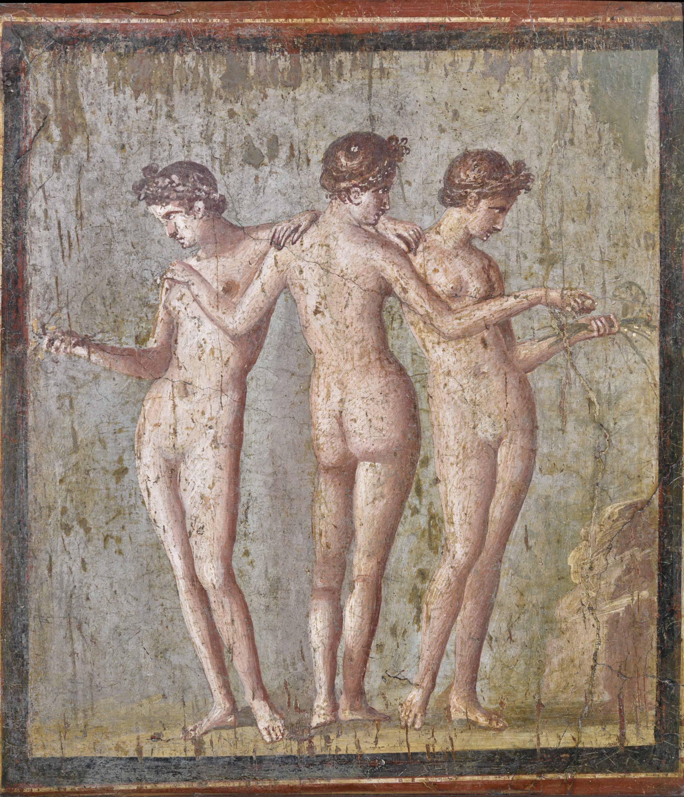 Le Tre Grazie Pompei, VI, 17, 31 o 36 Insula Occidentalis, Masseria di Cuomo - Irace Affresco, 57 x 53 cm MANN, inv. 9231 I secolo d.C. - IV stile