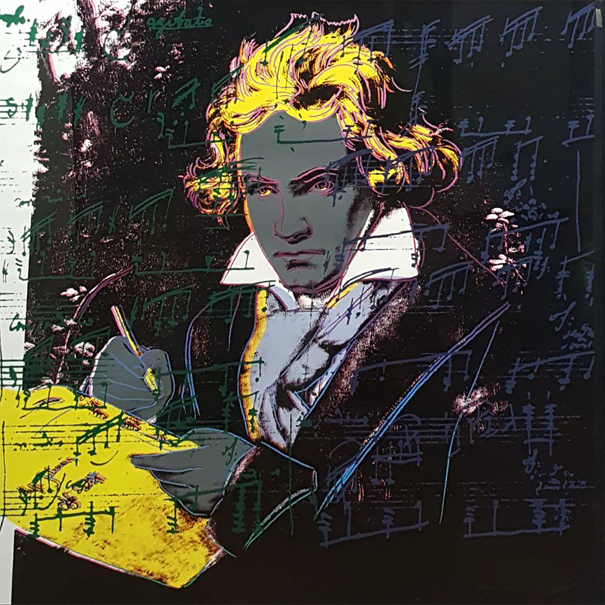 Andy Warhol, Beethoven, 101x101 cm, 1987, impianti serigrafici su carta, opera unica, Collezione privata