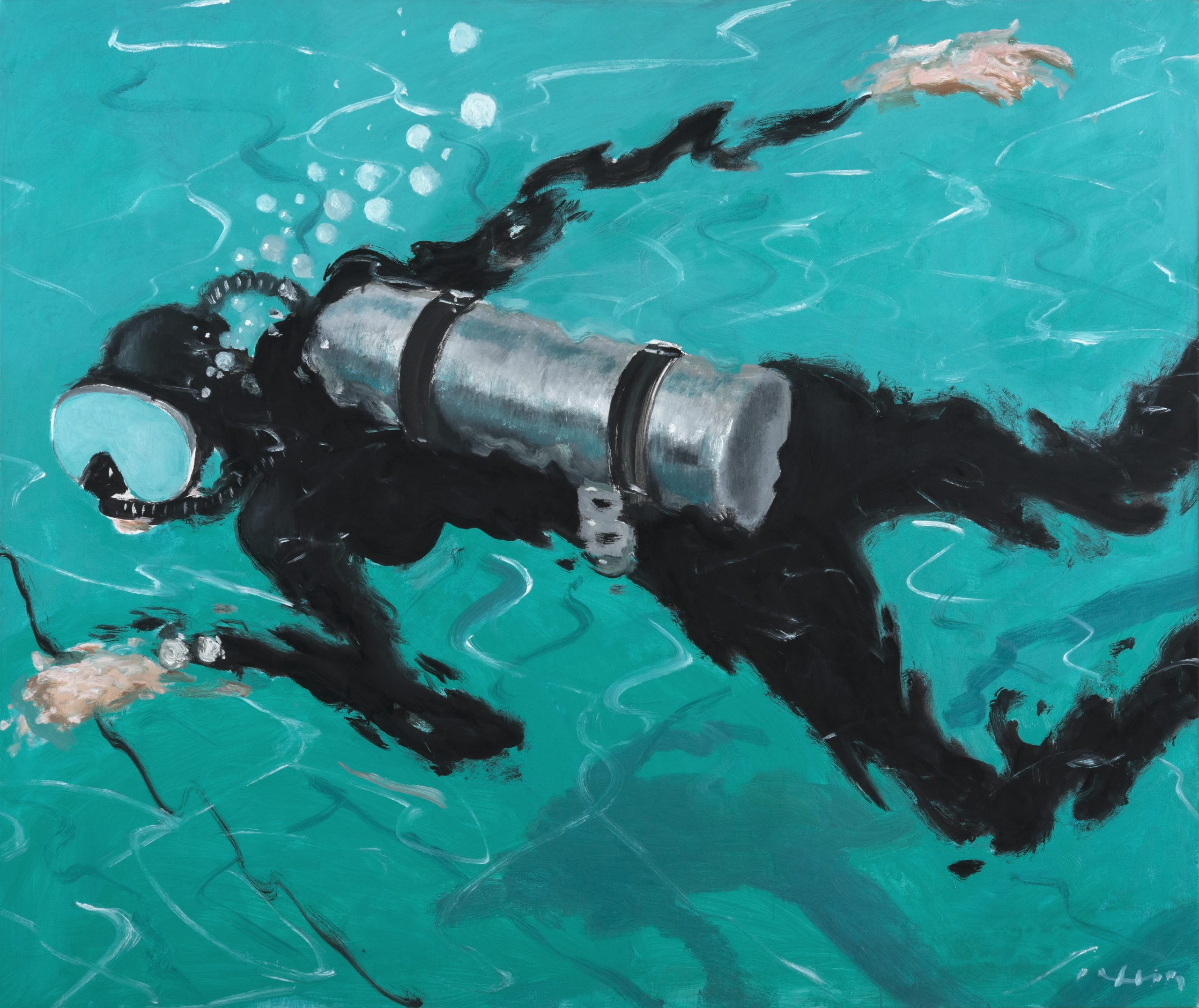 Julio Larraz, On the Reef, 2012, olio su tela, cm 152 x 183