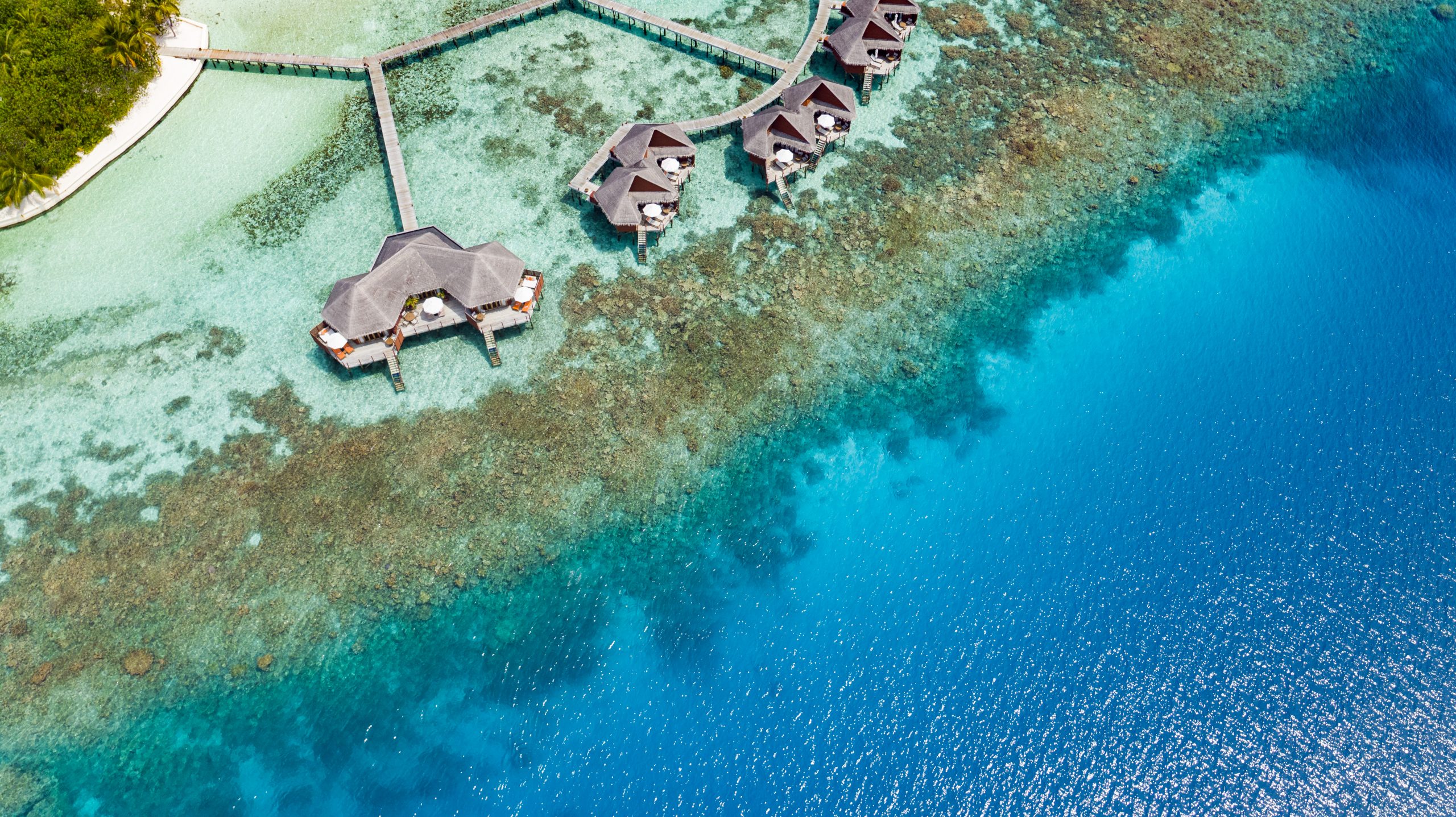 Mirihi Water Villa Reef Aerial